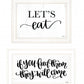 Set Of Two Lets Eat or Feed Them 1 White Framed Print Kitchen Wall Art