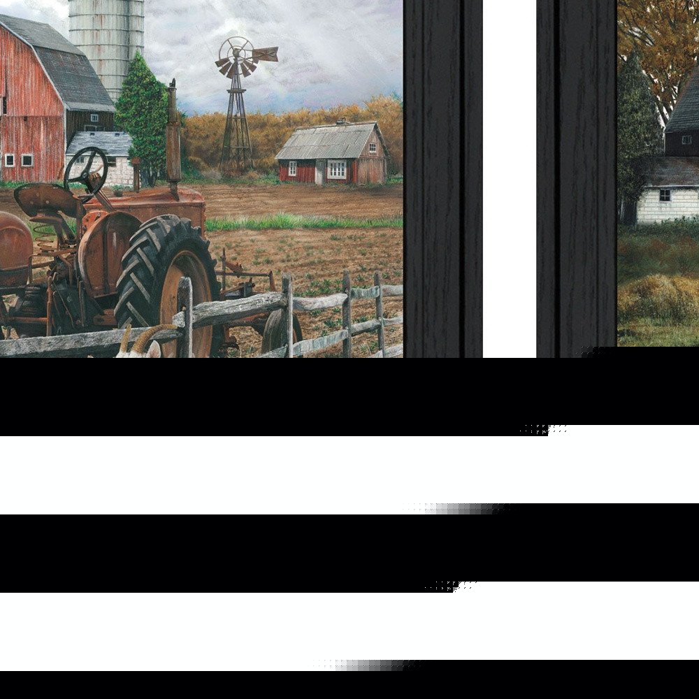 Set Of Two Farm Life Black Framed Print Wall Art