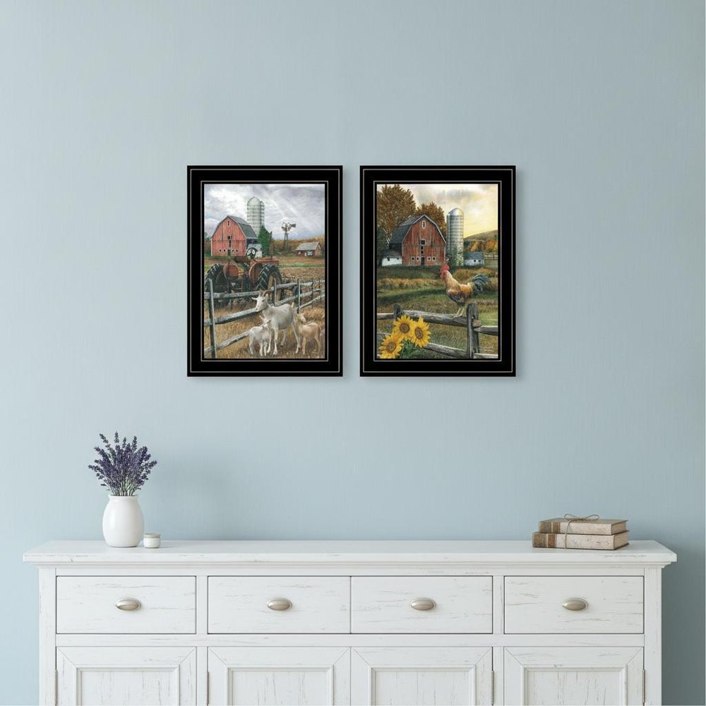 Set Of Two Farm Life Black Framed Print Wall Art