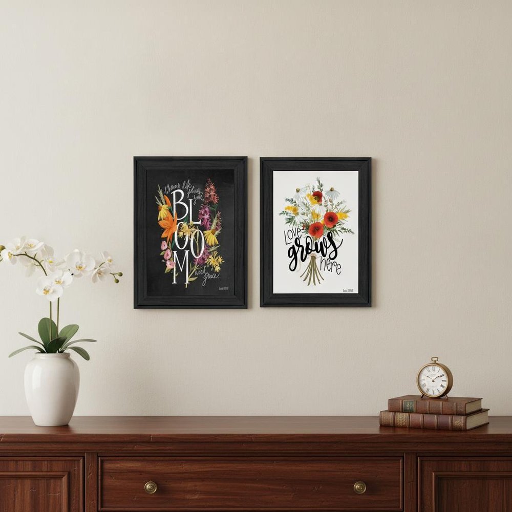 Set Of Two Love and Bloom White Framed Print Wall Art