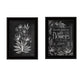 Set Of Two Black and White Flowers in Bloom White Framed Print Wall Art
