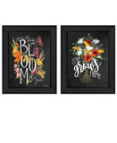 Set Of Two Love Grows Here Black Framed Print Wall Art