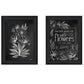 Set Of Two Vintage Chalkboard Blooms Black Framed Print Wall Art