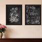 Set Of Two Vintage Chalkboard Blooms Black Framed Print Wall Art