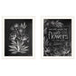 Set Of Two Vintage Chalkboard Blooms Black Framed Print Wall Art