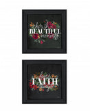 Set Of Two Cherish and Have Faith 1 Black Framed Print Wall Art