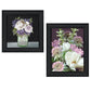 Set Of Two Lilac and Wild Plum Bouquet Black Framed Print Wall Art