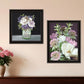 Set Of Two Lilac and Wild Plum Bouquet Black Framed Print Wall Art