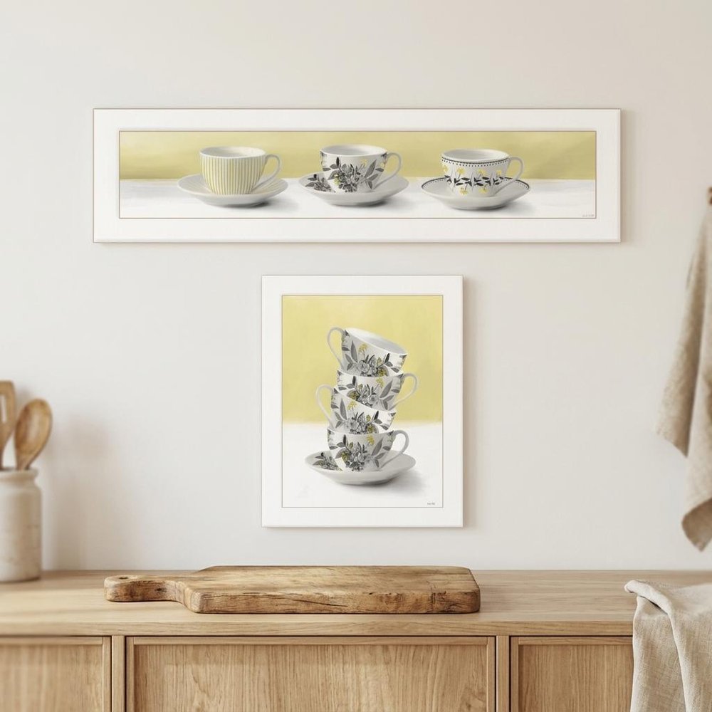 Set Of Two Teacups White Framed Print Kitchen Wall Art