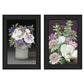 Set Of Two Lilac and Wild Plum Bouquet Black Framed Print Wall Art