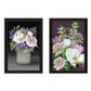 Set Of Two Lilac and Wild Plum Bouquet Black Framed Print Wall Art