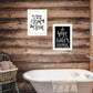 Set Of Two Clean or Shower Together White Framed Print Bathroom Wall Art