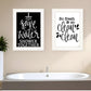 Set Of Two Clean or Shower Together White Framed Print Bathroom Wall Art