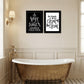 Set Of Two Clean or Shower Together Black Framed Print Bathroom Wall Art