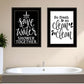 Set Of Two Clean or Shower Together Black Framed Print Bathroom Wall Art