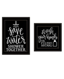 Set Of Two Wash Up Black Framed Print Bathroom Wall Art