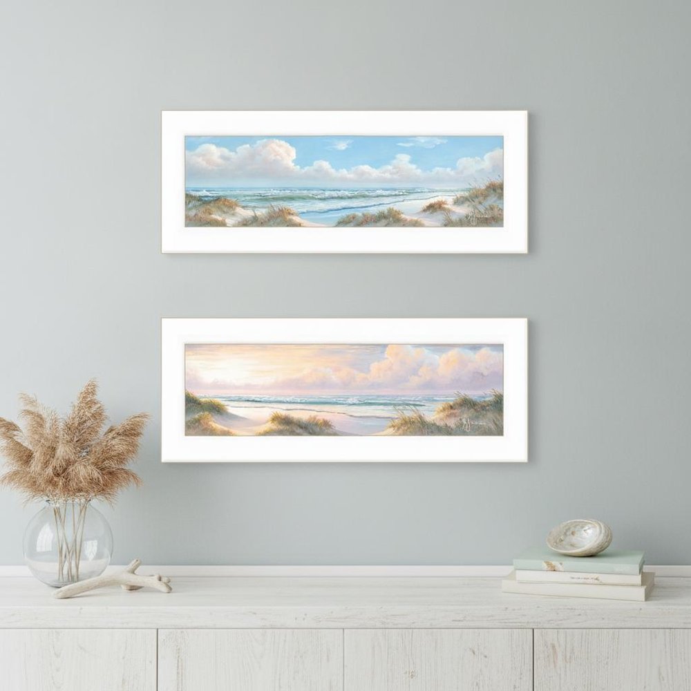 Set Of Two The Seascape 2 White Framed Print Wall Art