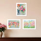 Set Of Three Garden Flowers White Framed Print Wall Art
