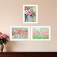 Set Of Three Garden Flowers White Grooved Frame Print Wall Art