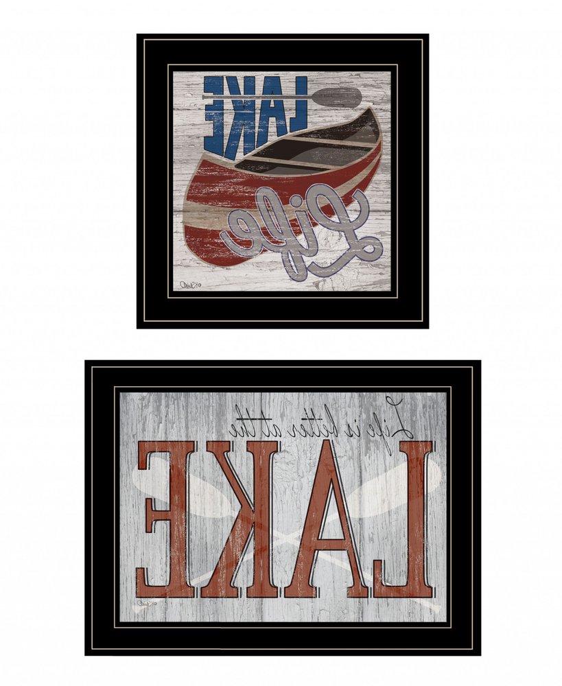 Set Of Two Lake Life is Better 2 Black Framed Print Wall Art