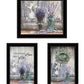 Set Of Three Love Life and Lavender Black Framed Print Wall Art