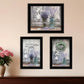 Set Of Three Love Life and Lavender Black Framed Print Wall Art