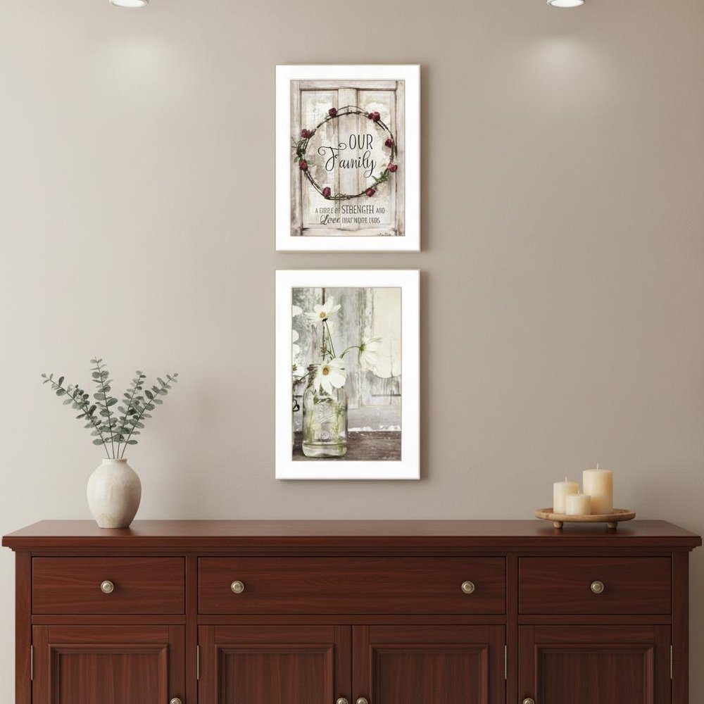 Set Of Two Our Family Blossoms 1 White Framed Print Wall Art
