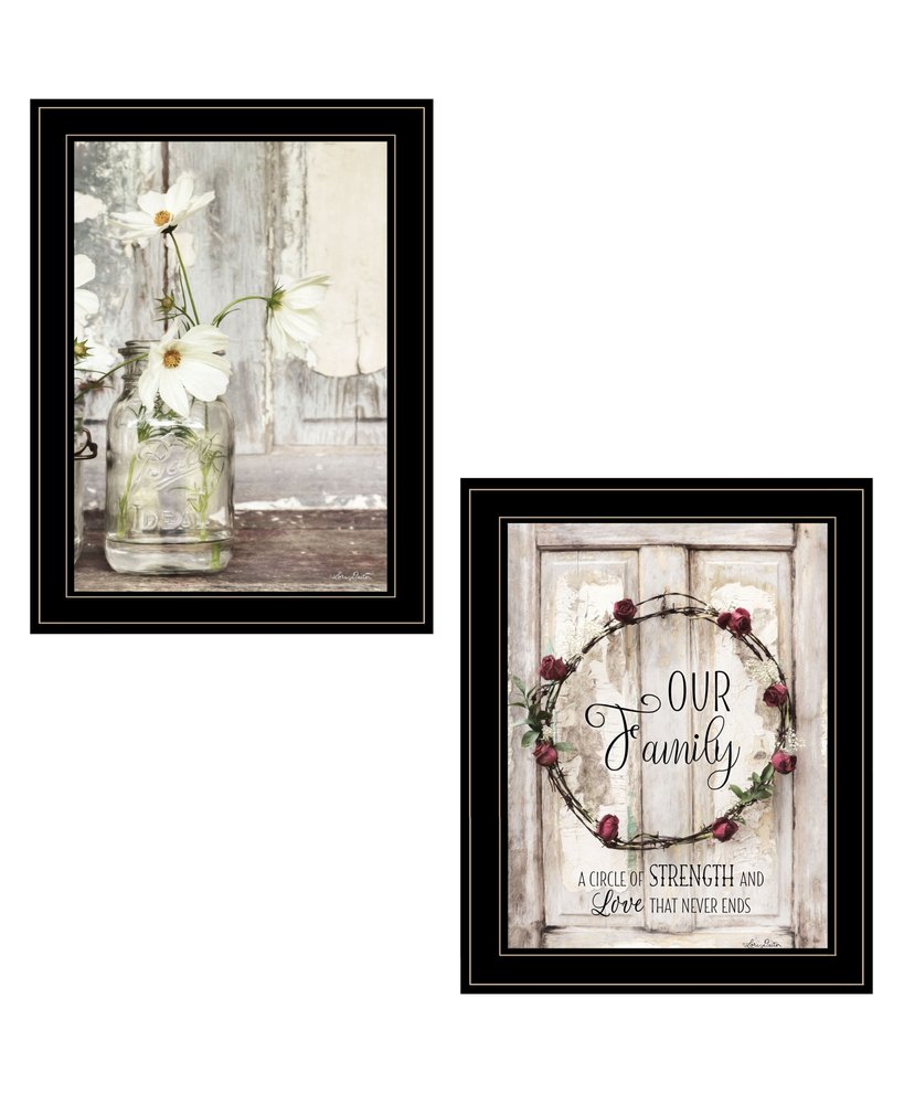 Set Of Two Our Family Blossoms 1 White Framed Print Wall Art