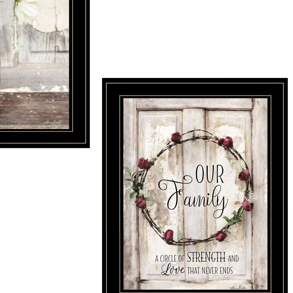 Set Of Two Our Family Blossoms 1 White Framed Print Wall Art