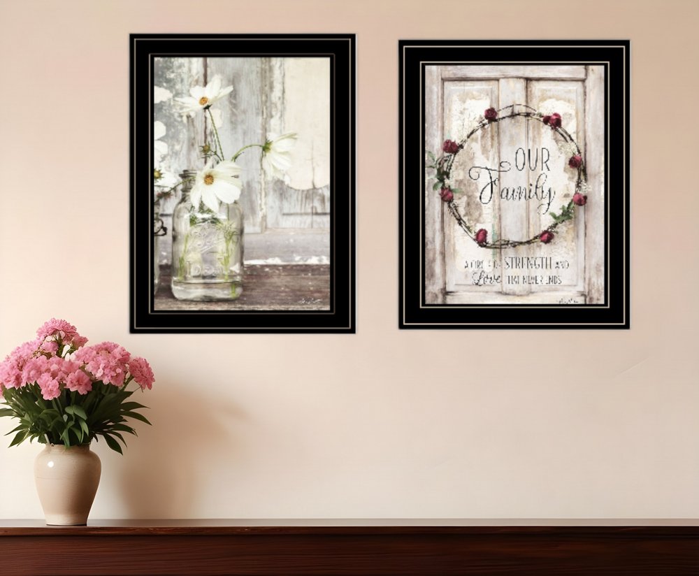 Set Of Two Our Family Blossoms 1 White Framed Print Wall Art