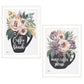 Set Of Two Coffee And Flowers White Framed Print Kitchen Wall Art