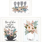Set Of Three Rise and Shine White Framed Print Kitchen Wall Art