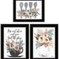Set Of Three Rise and Shine Kitchen Black Framed Print Kitchen Wall Art