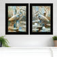 Set Of Two Marsh Herons I and Sea II Black Framed Print Wall Art