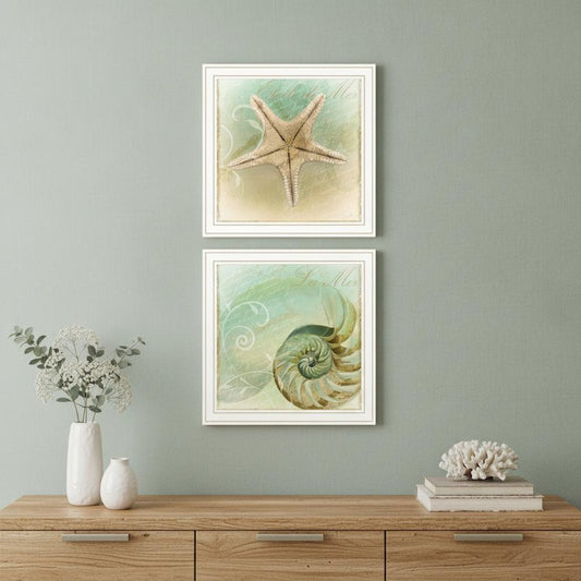 Set Of Two The Sea I and Sea II 2 White Framed Print Wall Art