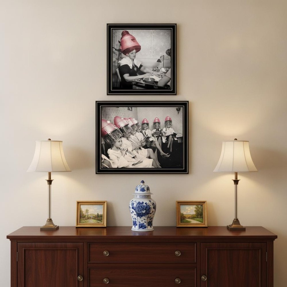 Set Of Two The Salon Black Framed Print Wall Art