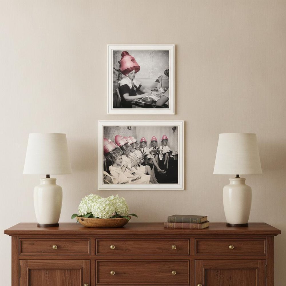 Set Of Two The Salon White Framed Print Wall Art