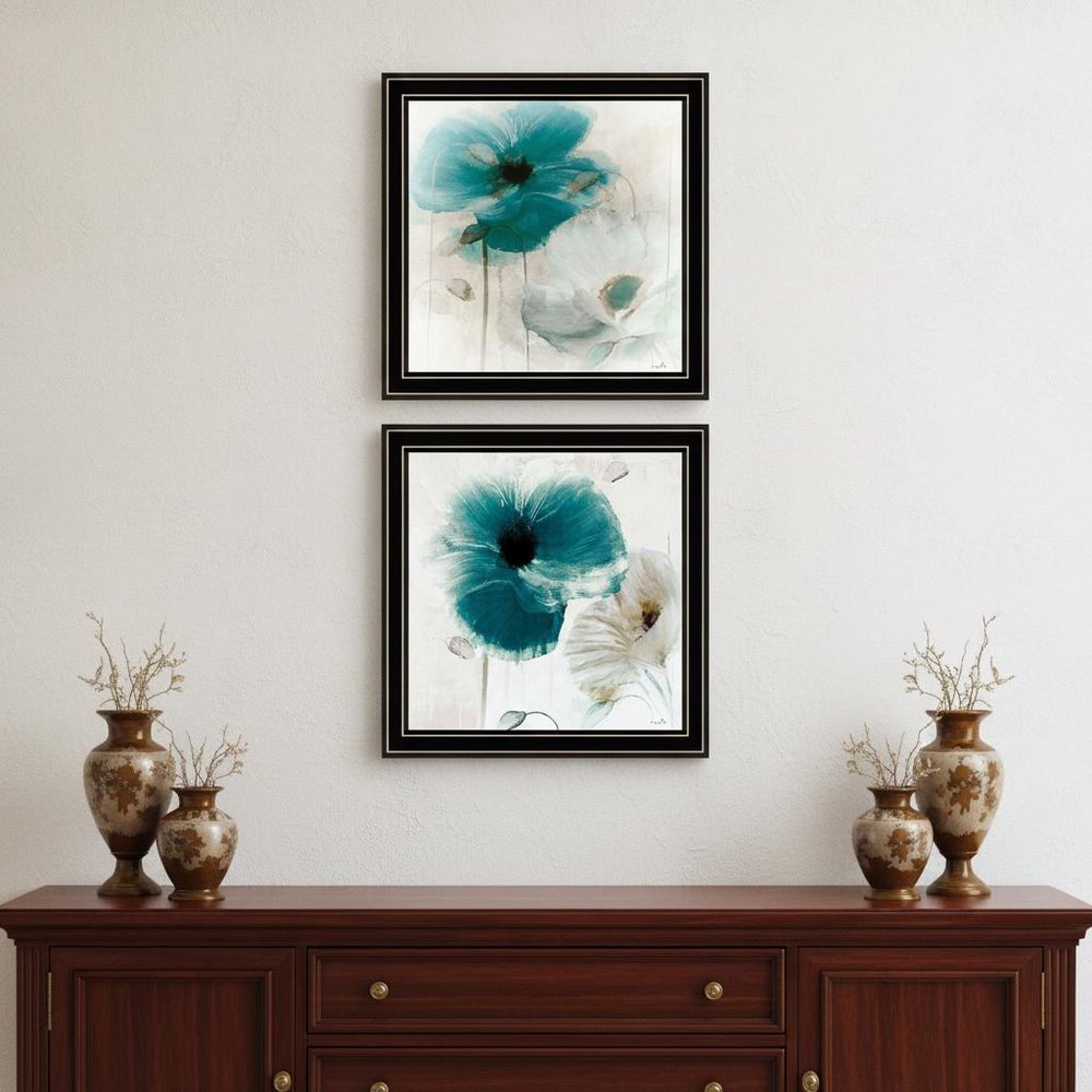 Set Of Two Poppy 1 Black Framed Print Wall Art