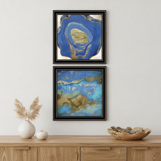 Set Of Two Perisse Cobalt 1 Black Framed Print Wall Art