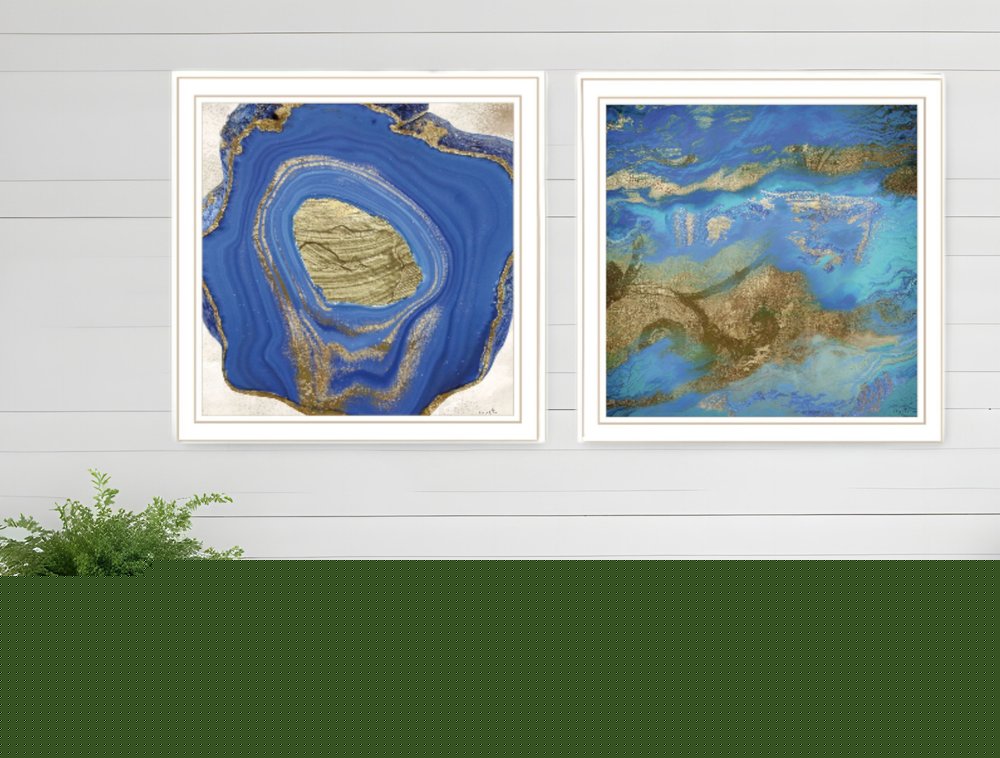 Set Of Two Perisse Cobalt 2 White Framed Print Wall Art