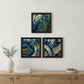 Set Of Three Deep Blue 1 Black Framed Print Wall Art