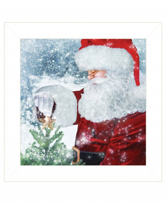 Santas Tree Star 1 White Framed Print Wall Art
