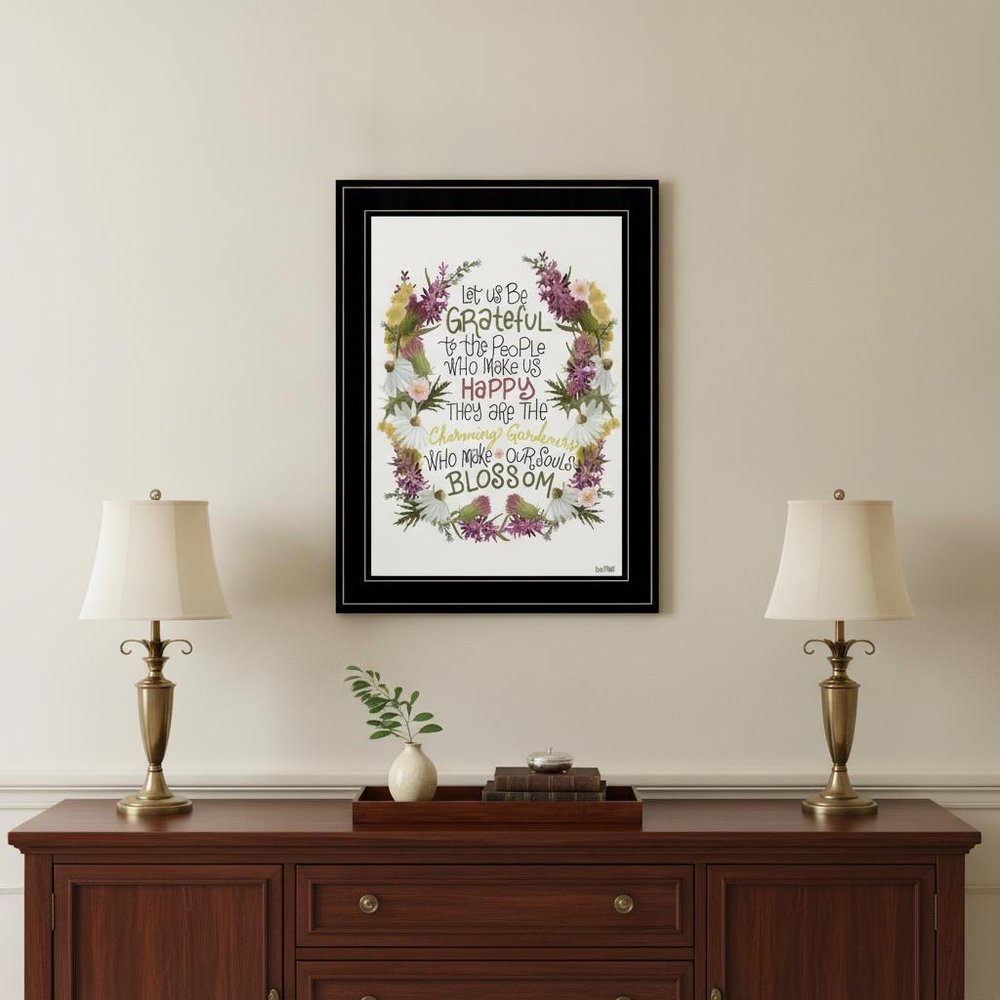 Charming Garden 1 Black Framed Print Wall Art
