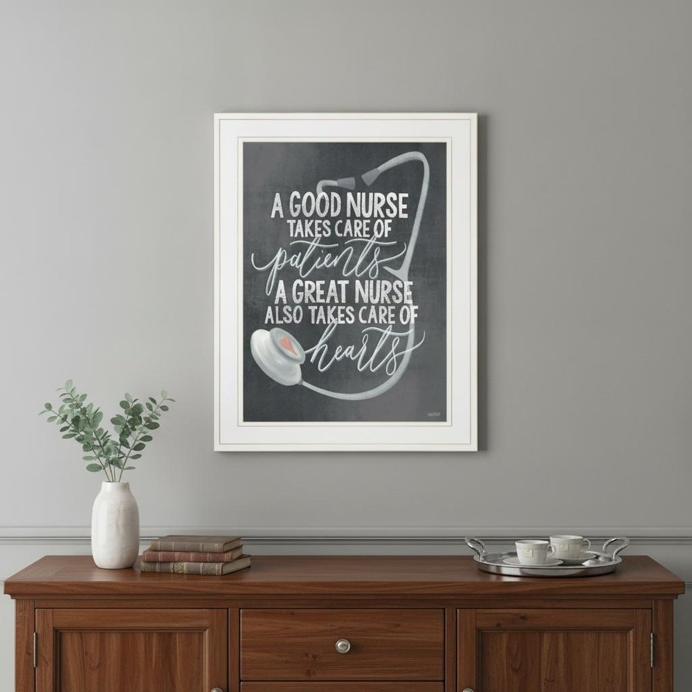 A Nurses Heart 1 White Framed Print Wall Art