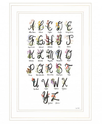 Flower Alphabet 1 White Framed Print Wall Art