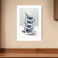 Tea Tower Blue 1 White Framed Print Kitchen Wall Art