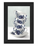 Tea Tower Blue 2 Black Framed Print Kitchen Wall Art