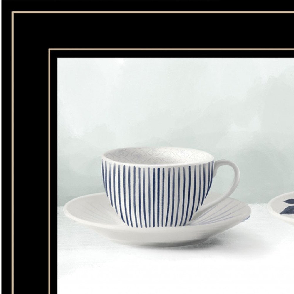 Cups and Saucers 1 White Framed Print Wall Art