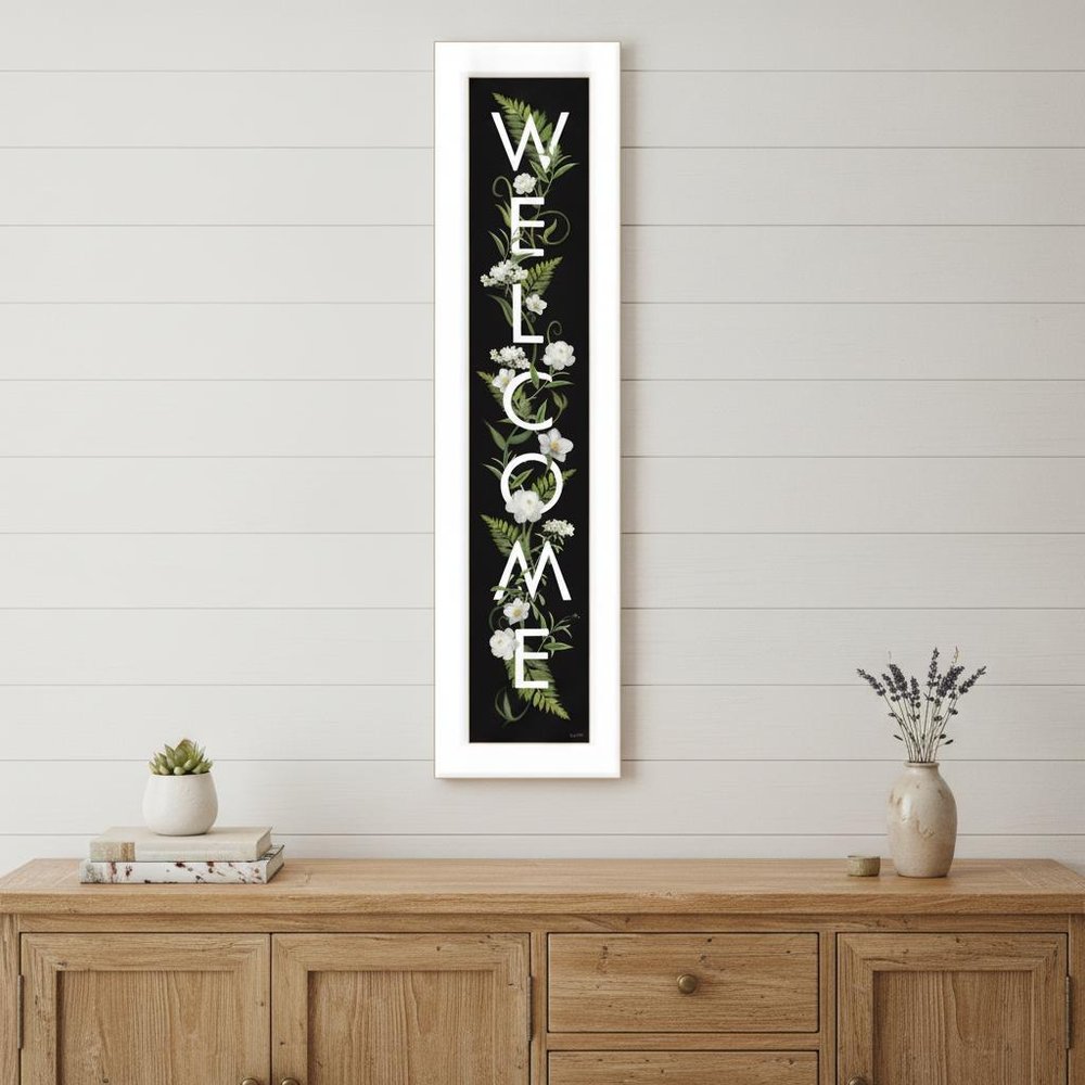 Welcome Sign I 1 White Framed Print Wall Art