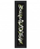 Black Floral Welcome Sign Framed Wall Art